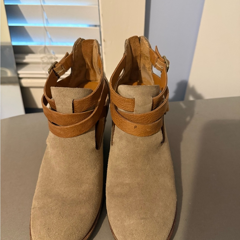Kork-Ease Beige and Brown Ankle Booties